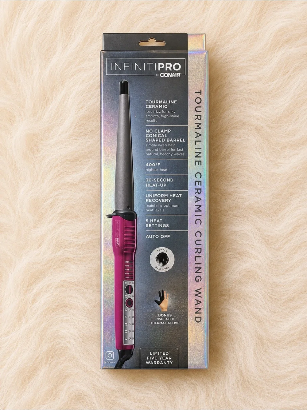 InfinitiPRO by Conair Tourmaline Ceramic Curling Wand - Pink/Gray